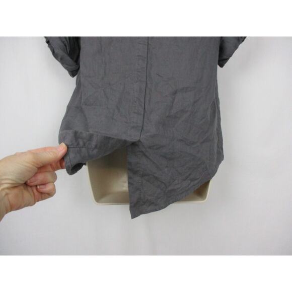 Ellen Tracy Linen Tunic Top Women Small Roll Tab Gold Zipper Tassel Trim Popover - Picture 5 of 16